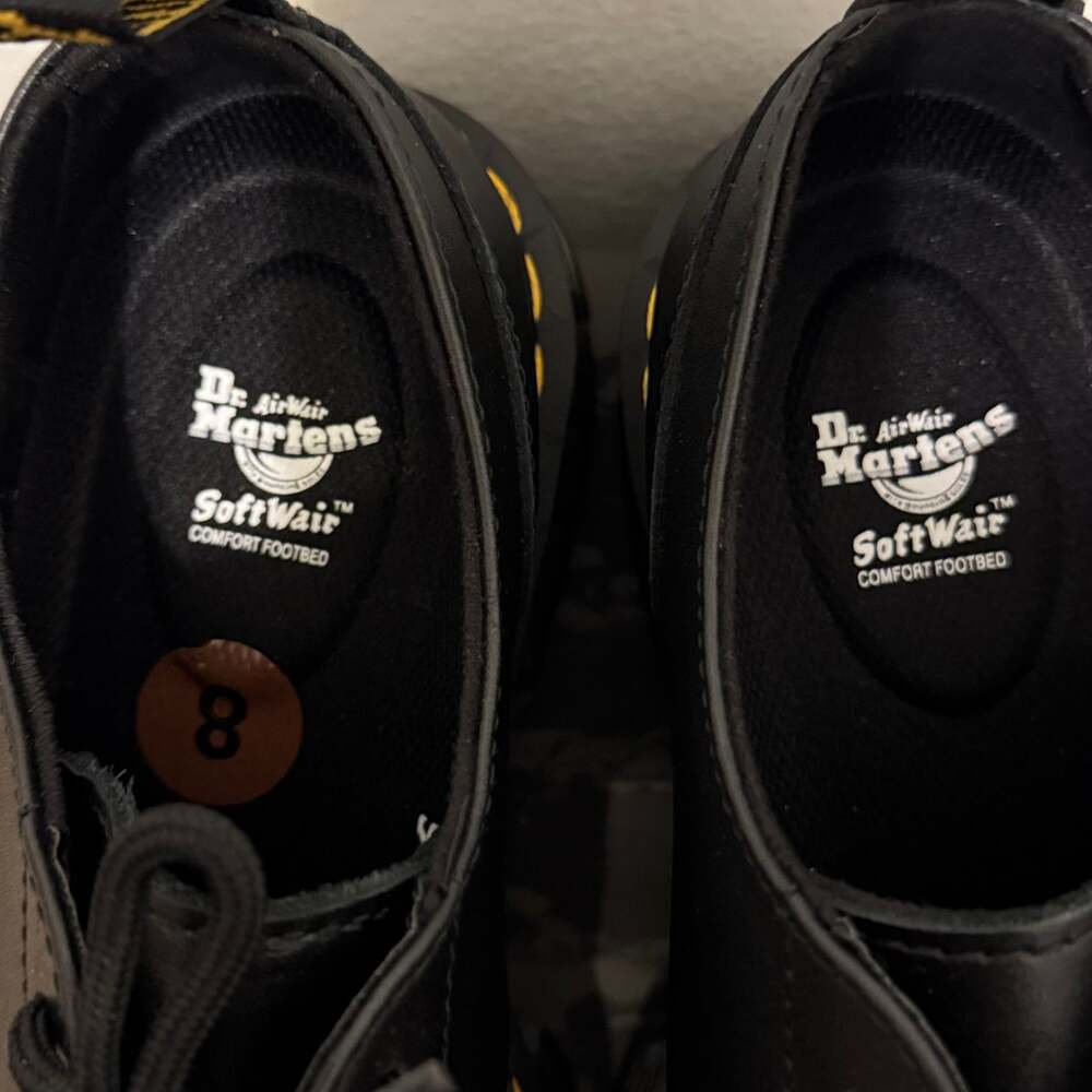 Dr. Martens Audrick 3-Eye Nappa Leather Platform Shoes in Black